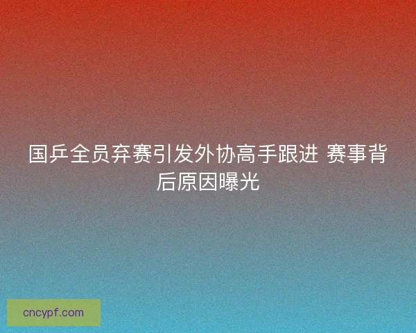 国乒全员弃赛引发外协高手跟进 赛事背后原因曝光